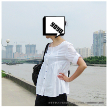 2012新 日本pou xxx dou棉 优雅宽松款修身女衬衫 圆领短袖衬衫