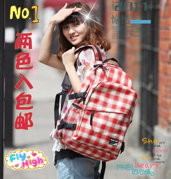 秒杀<span class=H>包</span>邮潮牌男<span class=H>女</span><span class=H>双肩</span><span class=H>包</span> 格子格纹韩版背<span class=H>包</span> 日单正品书<span class=H>包</span> 高中生