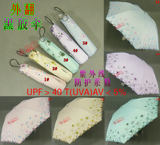 ㊣<span class=H>太阳</span><span class=H>城</span>洋伞伞三折刺绣边黑胶伞超强防晒防紫外线F3F52PD遮阳伞