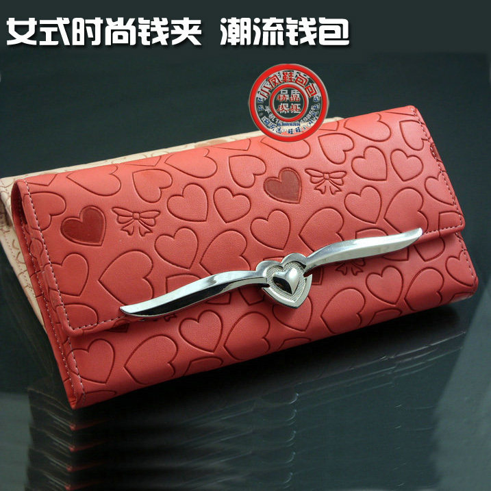 2012新款 时尚<span class=H>女士</span><span class=H>钱包</span> 长款高品质浅金色金属搭扣 女式硬币小手