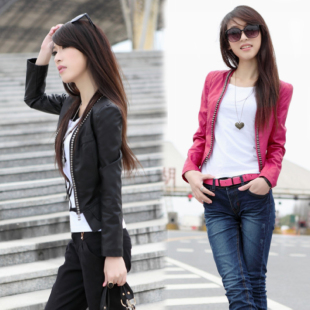 2014春季海宁新款pu皮衣女<em>短款</em>修身 <em>韩版皮尤</em>