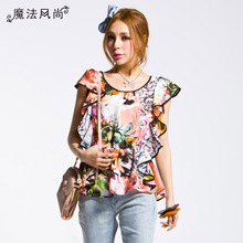 魔法乐町2012夏季新款女装荷叶雪纺上衣DQ1227224