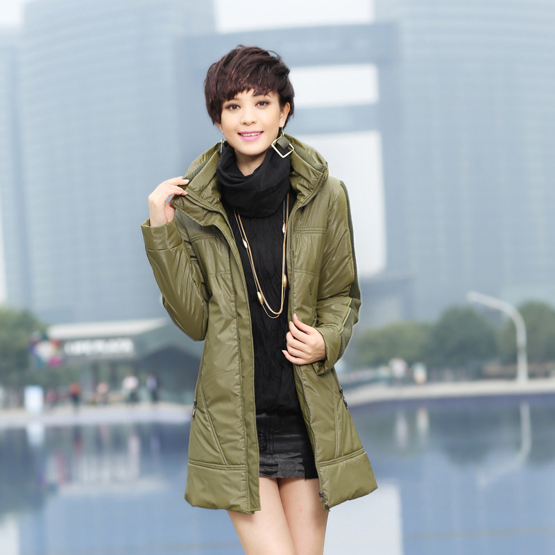 年度盛典 新款女装棉衣棉服 韩版气质立领拉链拼接中长款棉衣女冬