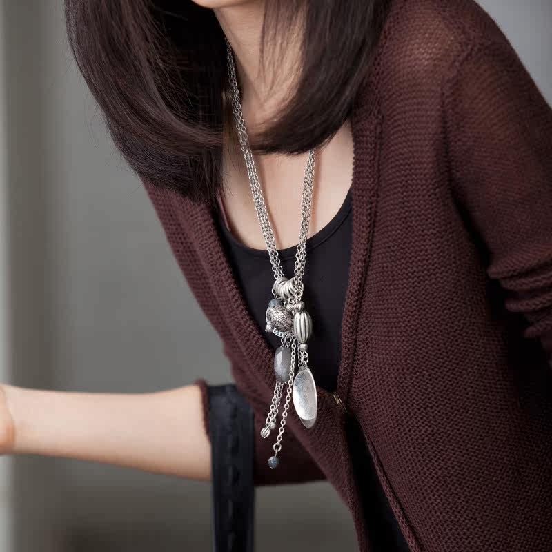 特●E65A 民族藏银小圈多挂坠多层女士项链 2012米兰宣言-米可可