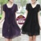 2012女裙夏季新款短袖大碼韓版雪紡款寬松紫色連衣裙夏季氣質純色