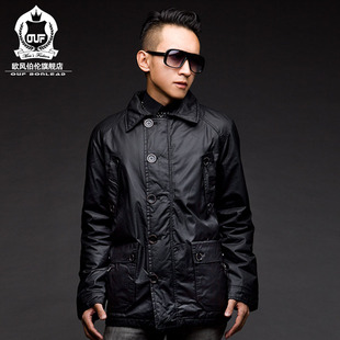  OUF 秋冬新款男款韩版时尚中长款棉衣男士加厚棉服 棉衣男