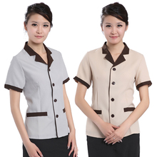 G1041翻领保洁服 宾馆客房餐厅清洁工服装 PA制服 酒店工作服夏装
