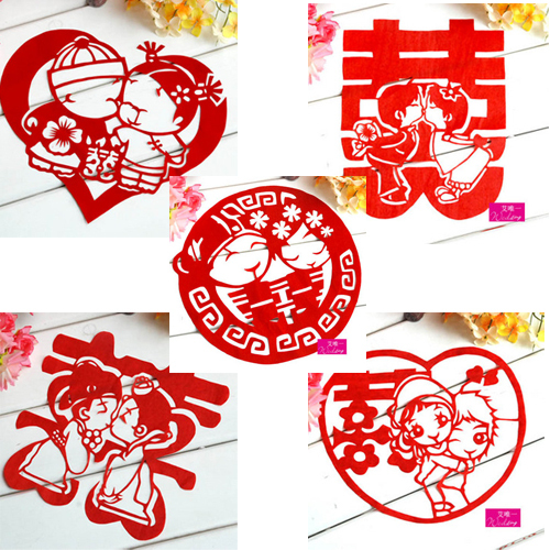 艾唯一结婚喜字-个性贴纸/结婚喜字窗花/中号手工剪纸质量一般 艾唯一结婚喜字-个性贴纸/结婚喜字窗花/中号手工剪纸质量一般