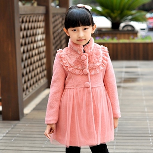  妙妙可心 儿童大衣 新款立领冬装童装女童羊毛呢子韩版外套