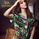 VOA维欧艾 新生代活性丝绸 真丝短袖衬衫 蝙蝠式桑蚕丝女装衬衣