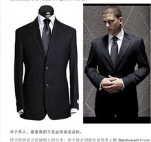 阿玛尼 黑色男士休闲西服 修身 秋装韩版收腰2扣西服  西装 套装