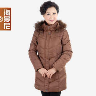  海曼尼新款中老年羽绒服女修身中长款时尚妈妈装女装冬装外套服装