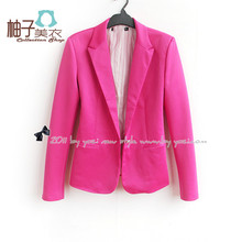 Q590柚子美衣女装2012韩版糖果色翻领小西服中长款修身西装外套