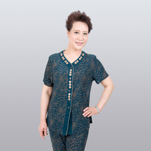 超优惠!中老年夏装套装 短袖t恤妈妈裤子中老年人夏季服装 套装