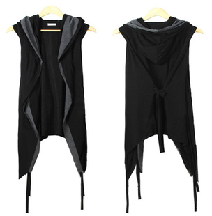  男装 年度新款 马甲 连帽腰带马甲 无袖中长款K369