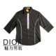 Dior风格 D&G黑色小格竖条中袖衬衣