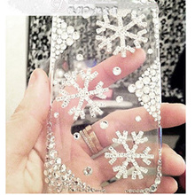 满百包邮[4078]diy饰品 水钻雪花 iphone4贴钻 合金配件 美容材料