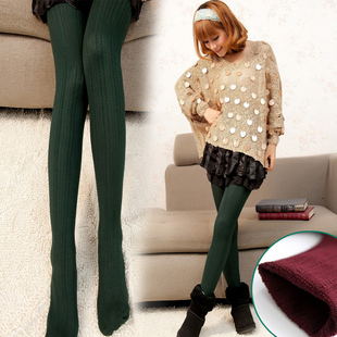  金缕梅秋冬新款加厚 麦穗立体竖条纹天鹅绒女士连裤袜打底袜