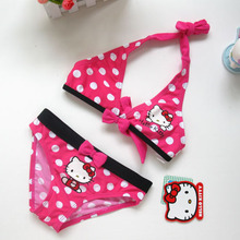 超萌HelloKitty猫咪波点 儿童泳衣 女童泳衣 儿童比基尼 游泳衣