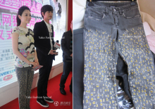 (现货)chanel 2011春夏走秀款 灰色印花牛仔裤 李小冉同款