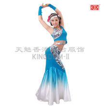 厂家服装批发演出服装/舞蹈演出服/民族服装/傣族舞蹈服装湖蓝