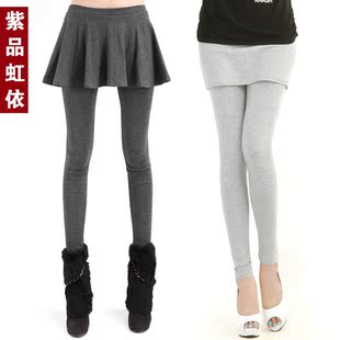  春季秋冬季显瘦包臀假两件不起球纯棉女士打底裙裤百褶裙韩潮