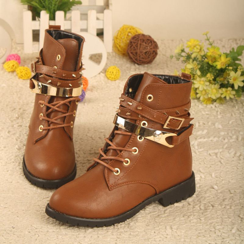 韩版圆头低跟铆钉亮片...