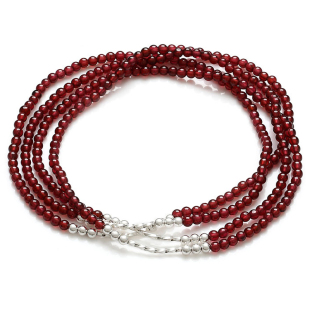  福佑居 原创天然AA级纤细款石榴石镶嵌925纯银长款手链