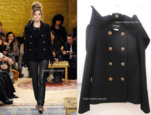 (现货)chanel2011早秋拜占庭 黑色宝石扣呢衣外套