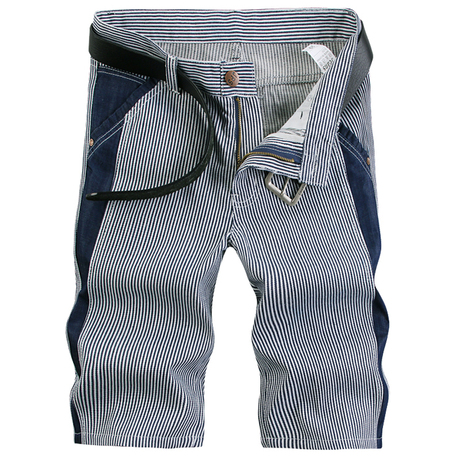 韩版修身中裤潮男竖<em>条纹</em>休闲<em>短裤</em>男士<em>大码</em>宽松