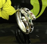 泰国进口-S925纯银-桃心珐琅-嵌尾筋-波西米亚-幸运戒指戒指/指环