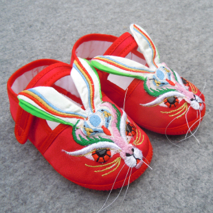  老北京布鞋 儿童可爱女童小兔子鞋 传统工艺生肖鞋 松紧带童鞋 红