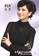 特价促销！爱买 百搭莫代尔网纱完美拼接 OL 高领打底衫3372