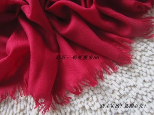 正品鄂尔多斯羊绒围巾披肩 枚红色薄款纯色长
