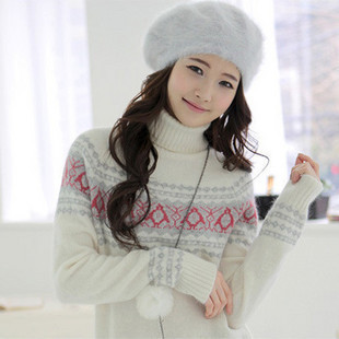 学院风毛衣裙修身高领...