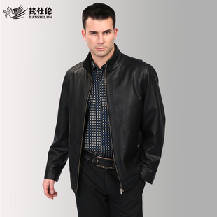 梵仕纶正品男式休闲皮衣男绵羊皮立领修身真皮皮衣男皮外