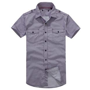  Heilan Home/海澜之家短袖衬衫 夏季纯棉条纹男士衬衣 HDHD2H024