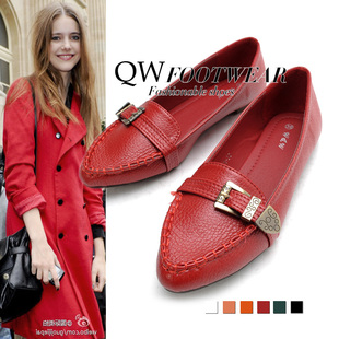 Wei great love to  show white ~ red feet! Pure pigment surface metal strap pointed a restore ancient ways single shoes