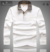 2012新款 专柜正品雅格狮丹Aquascutum 男士格领休闲长袖T恤
