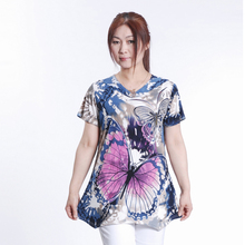 千百怡恋2012夏季新款短袖胖妈妈装T恤中老年长款t恤中年女装夏装