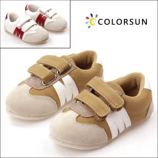  新款韩国正品真皮帆布儿童跑步鞋 宝宝秋皮鞋 儿童慢跑运动鞋