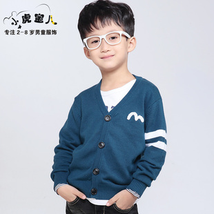  小虎宝儿童装 男童毛衣针织衫春款 儿童毛衣宝宝开衫外套Q