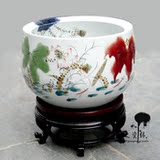 景德镇陶瓷鱼缸 纯手工制作窑变七彩鱼缸聚宝盆乌龟缸瓷器