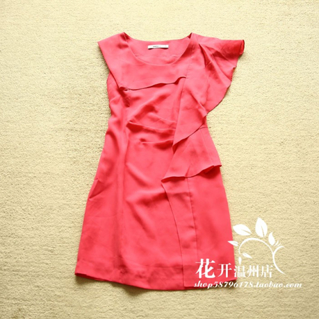 风迪专柜正品剪标夏装无袖时尚不规则袖修身连