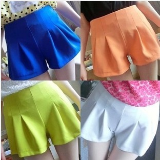 2014<em>夏季</em>新款<em>女短裤</em>超百搭流行亮色裙裤微喇