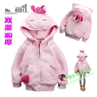 冬款童装 造型衣 女童<em>卡通</em>兔双层<em>加厚儿童棉袄</em>