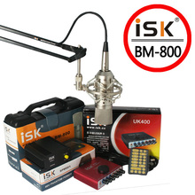 网络K歌 喊麦 ISK BM-800电容话筒+UK-400声卡+悬臂 赠HP-950耳机