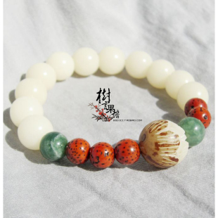  10mm白菩提根+珍贵水草玛瑙 天然菩提子手链 手串  白菩提手链