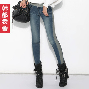  韩都衣舍正品牌折扣店韩国春装新款女水洗修身显瘦小脚牛仔裤