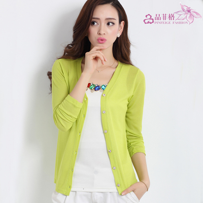 品菲格2014春夏装新款外搭长袖<em>薄针织</em>衫大码